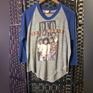 RARE: Vintage REO Speedwagon 1984-1985 Wheels Are Tourin’ Raglan Baseball Tee